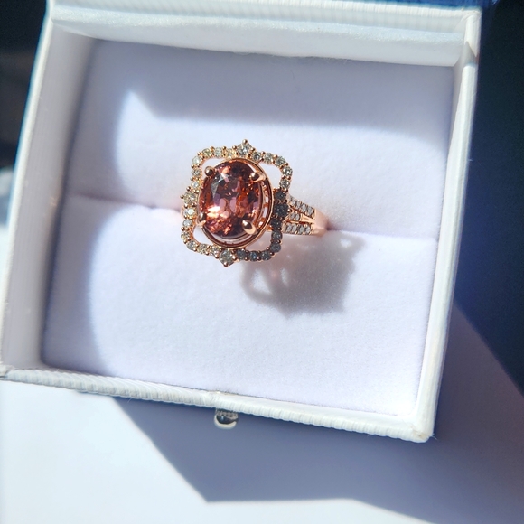 Jewelry - October birthstone!! 14k gold 2.93 carat oval pink tourmaline and diamond ring